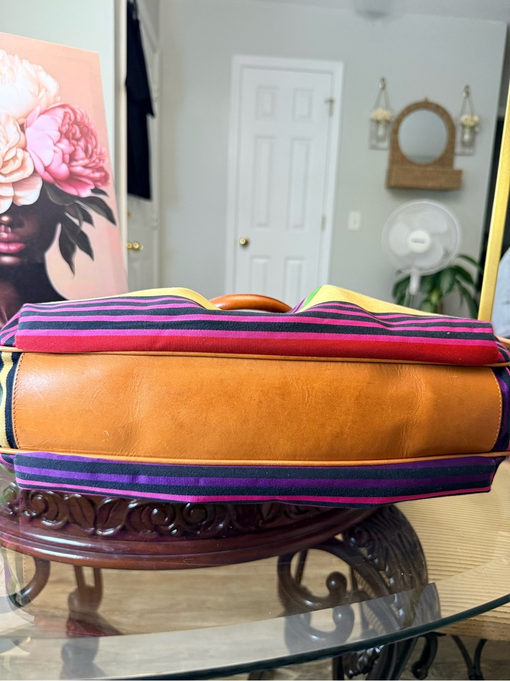 Brahmin vintage Multicolor Striped Shoulder Bag in Purple, Green & Tan - Picture 6 of 8